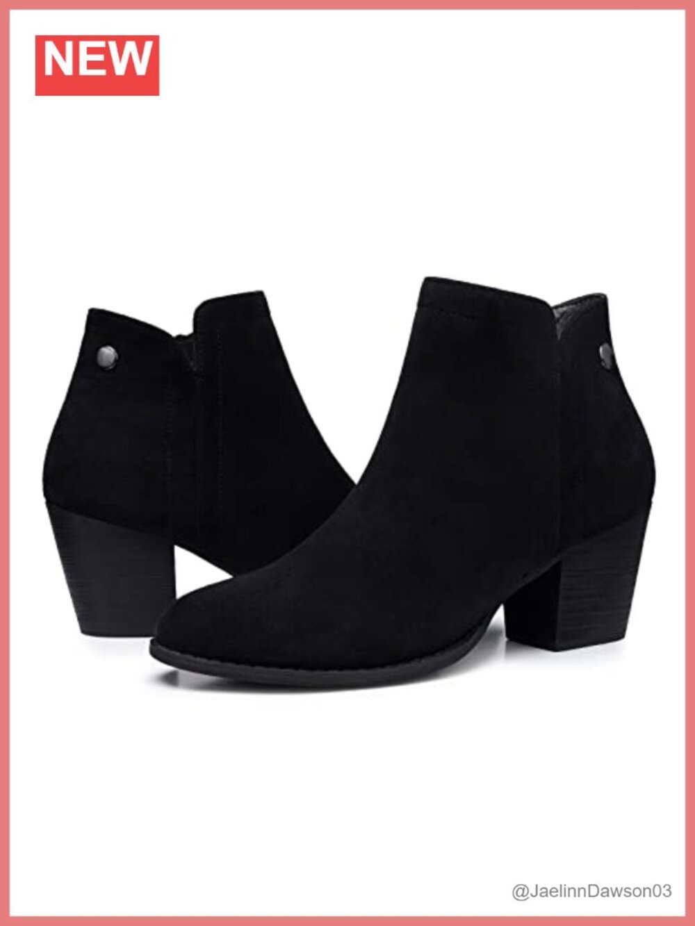 Women's Almond Toe Ankle Boots Chunky Low Block Heel Suede-Like Booties